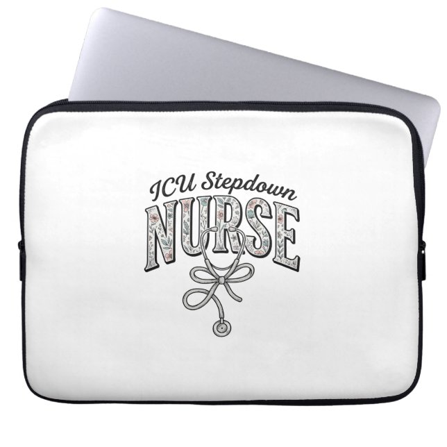 ICU Stepdown-Krankenschwester Vintage-Blumen-Steth Laptopschutzhülle (Vorderseite)