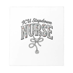 ICU Stepdown-Krankenschwester Vintage-Blumen-Steth Notizblock