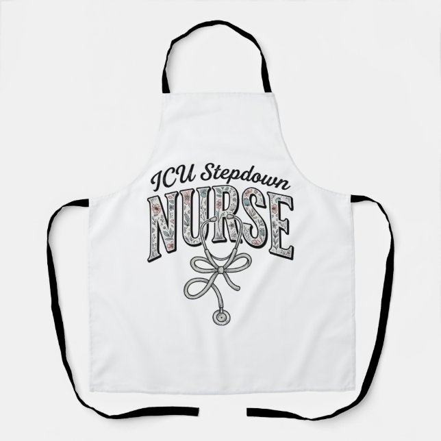 ICU Stepdown Krankenschwester Vintage Blumen Steth Schürze (Vorderseite)