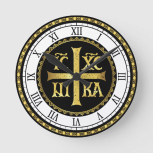 ICXC Jesus Orthodox Runde Wanduhr
