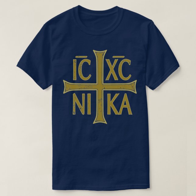 ICXC NIKA Christogram Cross Orthodox Christlich Di T-Shirt (Design vorne)