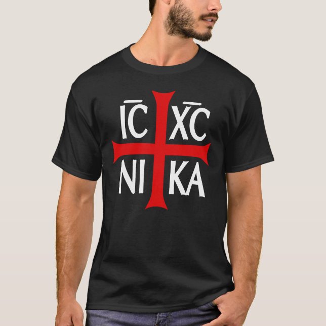 ICXC NIKA, Jesus Christus erobert. T-Shirt (Vorderseite)
