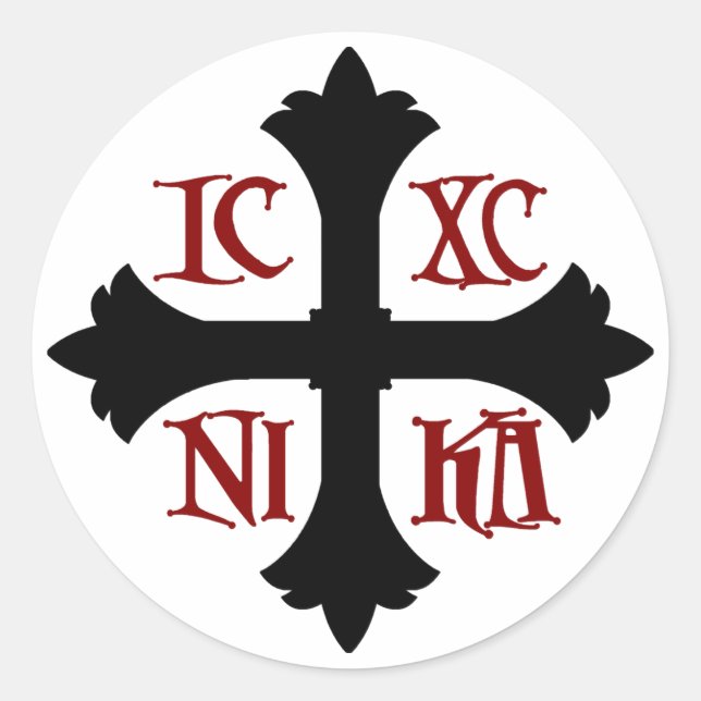 ICXC NIKA Kreuzsticker Runder Aufkleber (Vorderseite)