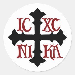 ICXC NIKA Rundstickerblatt Runder Aufkleber