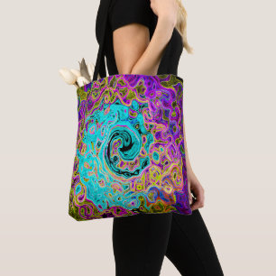 Icy Aqua Blue Groovy Abstrakt Retro Liquid Swirl