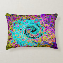 Icy Aqua Blue Groovy Abstrakt Retro Liquid Swirl Dekokissen