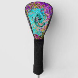 Icy Aqua Blue Groovy Abstrakt Retro Liquid Swirl Golf Headcover