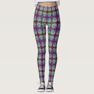 Icy Aqua Blue Groovy Abstrakt Retro Liquid Swirl Leggings