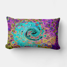 Icy Aqua Blue Groovy Abstrakt Retro Liquid Swirl Lendenkissen