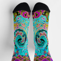 Icy Aqua Blue Groovy Abstrakt Retro Liquid Swirl