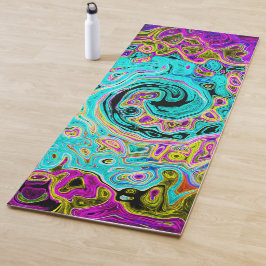 Icy Aqua Blue Groovy Abstrakt Retro Liquid Swirl Yogamatte