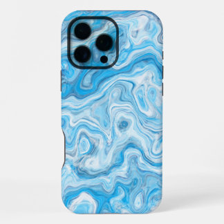 Icy Blue Abstrakte Marmortextur Flüssigkeit iPhone 16 Pro Max Hülle