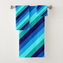 Icy Blue Aquamarin Stripes Badetuch Set