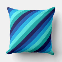 Icy Blue Aquamarin Stripes Big Throw Kissen