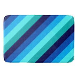 Icy Blue Aquamarin Stripes Large Bath Mat Badematte