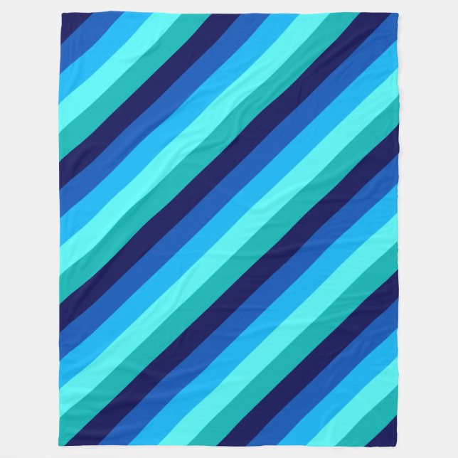 Icy Blue Aquamarin Stripes Large Fleece Blanket (Vorderseite)
