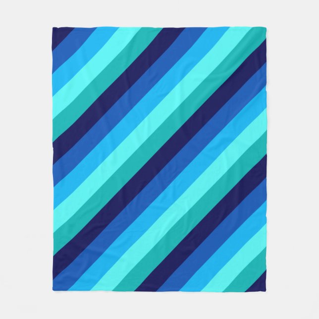 Icy Blue Aquamarin Stripes Medium Fleece Blanket (Vorderseite)