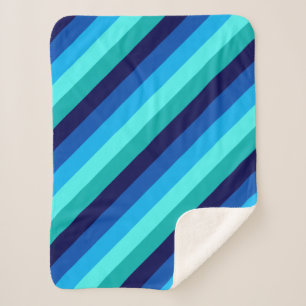 Icy Blue Aquamarin Stripes Small Sherpa Blanket Sherpadecke