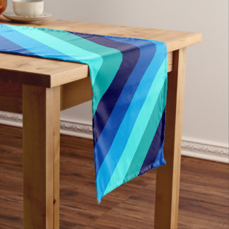 Icy Blue Aquamarin Stripes Small Table Runner Kurzer Tischläufer