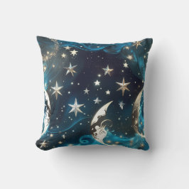 Icy Blue Celestial Moon Phases Pillow Kissen