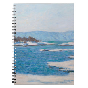 Icy Blue Coastal Winter Impressionist Notebook Notizblock