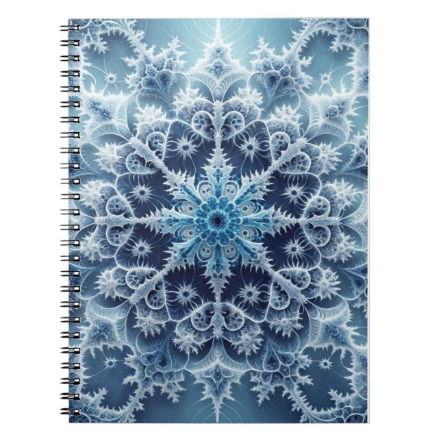 Icy Blue Crystal Fraktal Pattern Notizblock (Vorderseite)