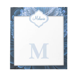 Icy Blue Floral Monogram Notizblock