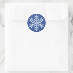 Icy Blue Frozen Snowflake Frohe Winter Weihnachten Runder Aufkleber