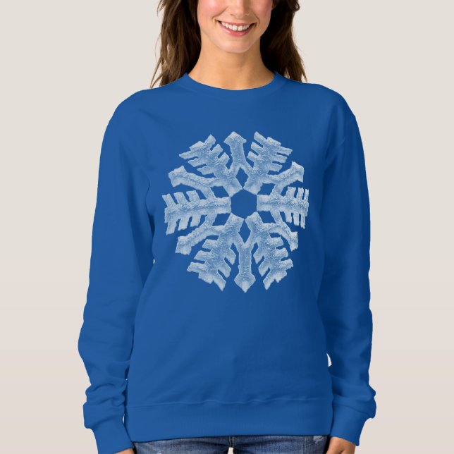 Icy Blue Frozen Snowflake Frohe Winter Weihnachten Sweatshirt (Vorderseite)