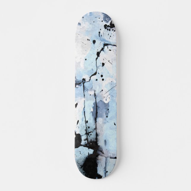 Icy Blue Grunge Crackle Abstract Skateboard (Vorne)