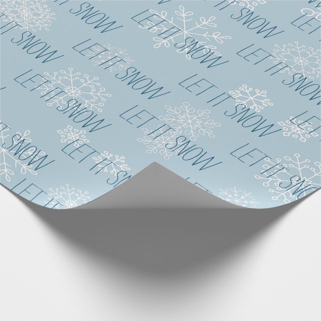 Icy Blue Let It Snow Schneeflocken Weihnachtsfeier Geschenkpapier (Ecke)