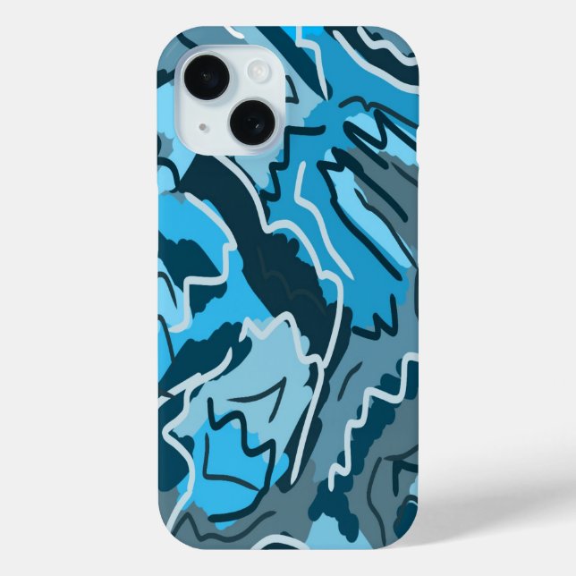 Icy Blue Marbled Abstrakt Case-Mate iPhone Hülle (Rückseite)