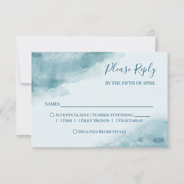 Icy Blue Mattiert Watercolor RSVP Karte (Vorderseite)
