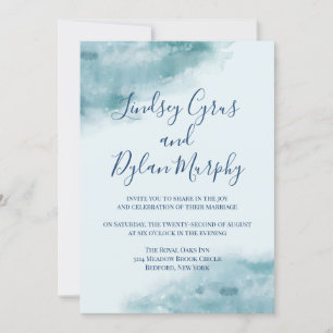Icy Blue Mattiert Watercolor Wedding Einladung