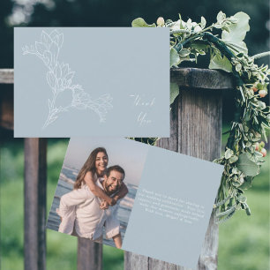 Icy Blue Modern Floral Foto Hochzeit Vielen Dank Dankeskarte