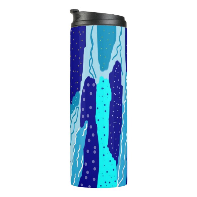 Icy Blue Ocean Abstrakt Thermosbecher (Nach rechts gedreht)