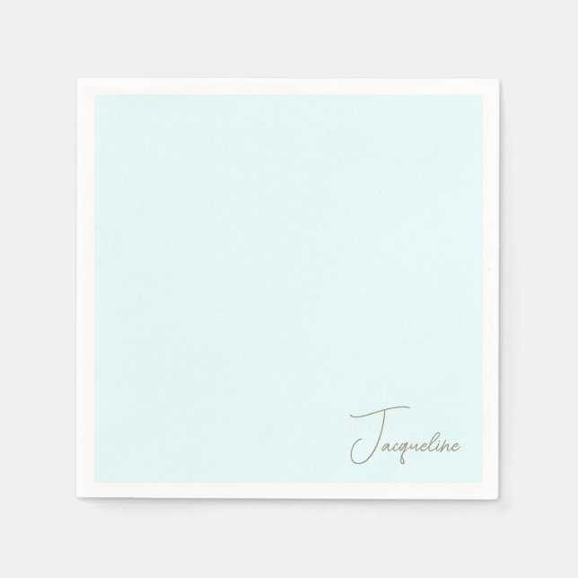 Icy Blue Personalisiert Script Name Dusche Cocktai Serviette (Vorderseite)