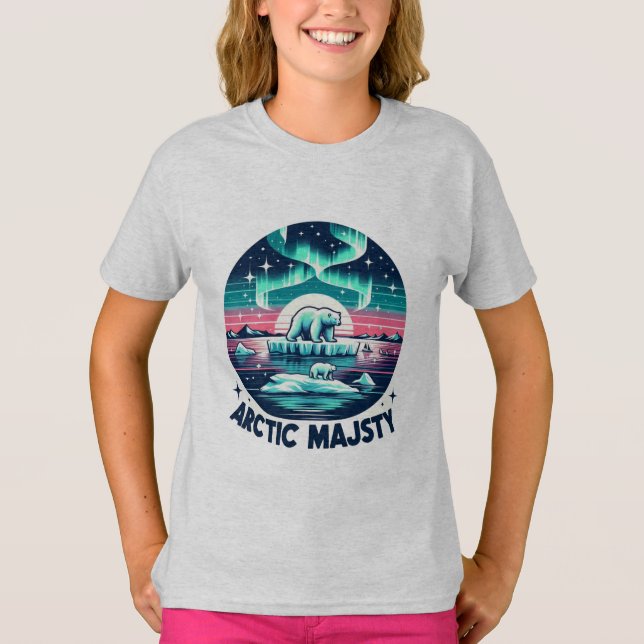 Icy Blue Retro Polar Bear Arctic Majestät T-Shirt (Vorderseite)