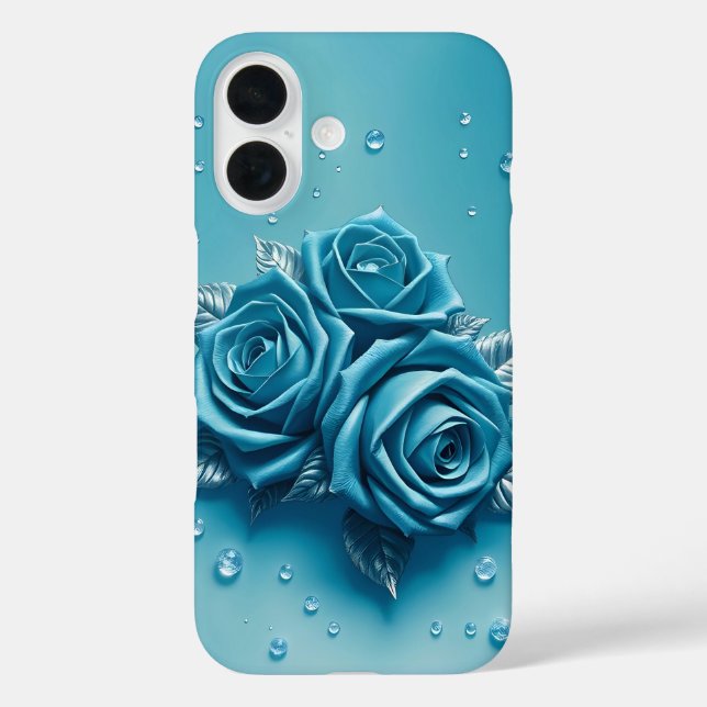 Icy Blue Rose mit Droplets Case-Mate iPhone Case (Rückseite)