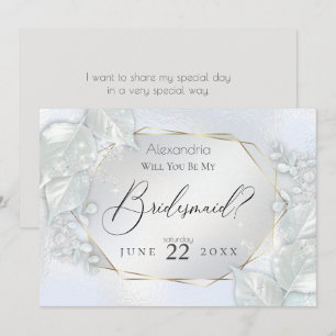 Icy Blue Shimmery wirst du meine Bridesmaid sein Einladung