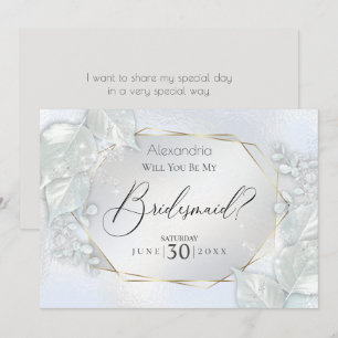 Icy Blue Shimmery wirst du meine Bridesmaid sein Einladung