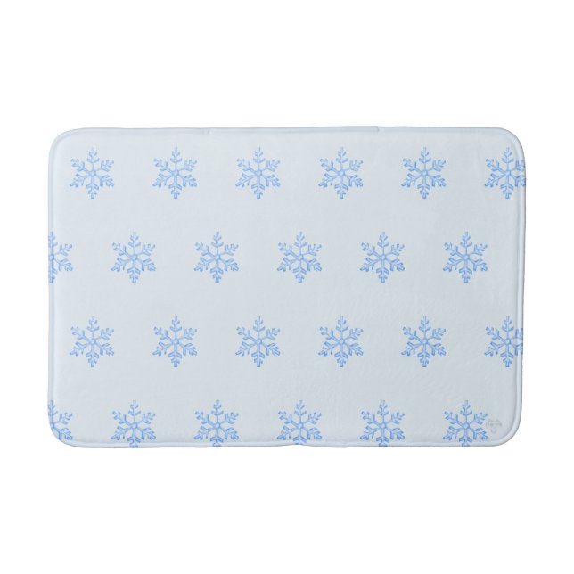 Icy Blue Snowflake Pattern Airbrush Style Art Badematte (Vorderseite)