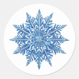 Icy Blue Snowflake Runder Aufkleber