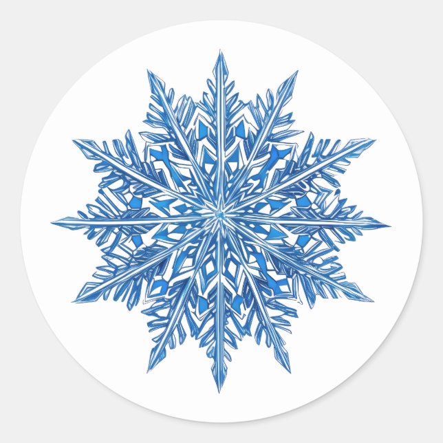 Icy Blue Snowflake Runder Aufkleber (Vorderseite)