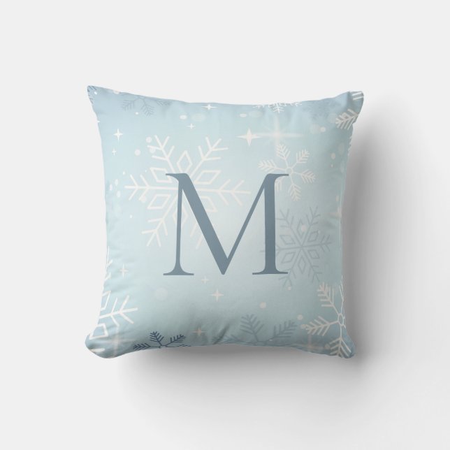 Icy Blue Snowflake Signature Kissen (Vorderseite)