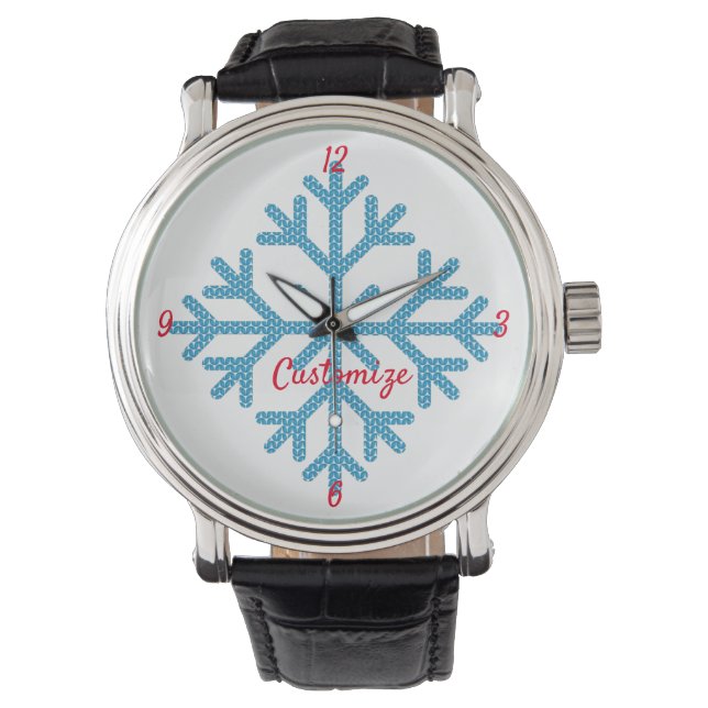 Icy Blue Snowflake Thunder_Cove Armbanduhr (Vorderseite)
