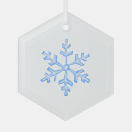 Icy Blue Snowflake - Winter Hexagon Ornament Aus Glas