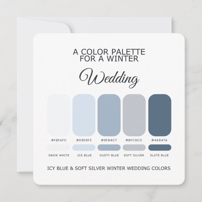 Icy Blue Soft Silver Winter Wedding Palette Card Einladung (Vorderseite)