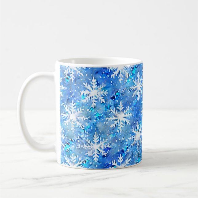 Icy Blue & Turquoise Winter Snowflake Kaffeetasse (Links)