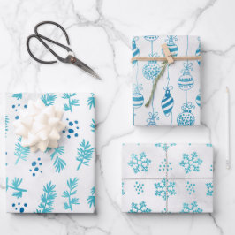 Icy Blue Winter Weihnachtswrapper Geschenkpapier Set